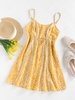 ZAFUL Flower Crochet Insert Bowknot Mini Sundress L Yellow