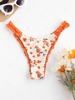 ZAFUL Flower High Cut Lettuce Scrunch Butt Bikini Bottom L Orange