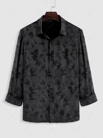 ZAFUL Flower Jacquard Button Up Shirt Xl Black