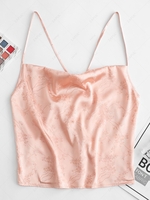 ZAFUL Flower Jacquard Crop Camisole S Pink rose