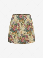 ZAFUL Flower Jacquard Mini Bodycon Skirt L Light coffee