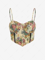 ZAFUL Flower Jacquard Scarf Hem Corset Style Camisole M