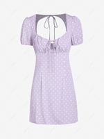 ZAFUL Flower Keyhole Open Back Milkmaid Dress L Light purple
