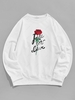 ZAFUL Flower Letter Print Graphic Sweatshirt Xl White