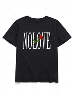 ZAFUL Flower Letter Print Short Sleeves T-shirt 2xl Black