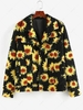 ZAFUL Flower Pattern Button Up Fluffy Teddy Jacket Xl Black