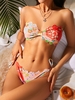 ZAFUL Flower Print Knot Scalloped String Bikini Swimwear S