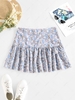 ZAFUL Flower Print Layered Mini Skirt S Light blue