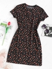 ZAFUL Flower Print Mini Bodycon Dress S Black