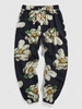 ZAFUL Flower Print Pants Xxl Deep blue