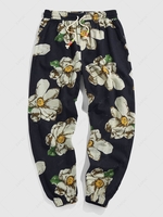 ZAFUL Flower Print Pants Xxl Deep blue