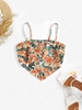 ZAFUL Flower Print Scarf Hem Camisole L Light coffee