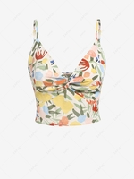 ZAFUL Flower Print Twisted Crop Camisole L
