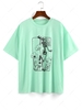 ZAFUL Flower Skeleton Drop Shoulder T Shirt M Light green