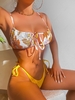 ZAFUL Flower Smocked Cutout String Bikini Swimwear L Sun yellow