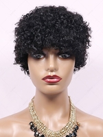 zaful Fluffy Afro Curly 150% Human Hair Short Wig