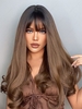 zaful Fluffy Brown Color Long Wavy Synthetic Wig with Bang