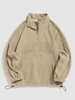 ZAFUL Fluffy CALIFORNIA Embroider Quater Zip Polar Fleece Hoodie Xxl Light coffee