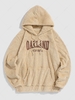 ZAFUL Fluffy CALIFORNIA OAKLAND Letter Embroidery Vintage Pullover Hoodie Xl Light coffee