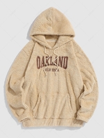 ZAFUL Fluffy CALIFORNIA OAKLAND Letter Embroidery Vintage Pullover Hoodie Xl Light coffee