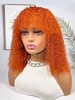 zaful Fluffy Curly Orange Full Bang Human Hair Wig