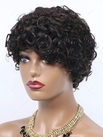 zaful Fluffy Curly Short Human Hair Wig