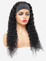 zaful Fluffy Kinky Curly Human Hair Wig with Headband