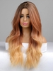 zaful Fluffy Long Brown Gradient Golden Wavy Synthetic Wig