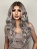 zaful Fluffy Long Wavy Brown Gradient Gray White Synthetic Wig