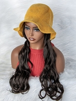 zaful Fluffy Long Wavy Synthetic Wig with Fisherman Hat