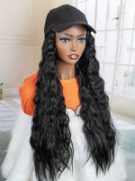zaful Fluffy Long Wavy Synthetic Wig with Hat