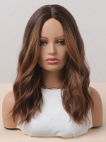 zaful Fluffy Medium Length Wavy Brown Mixed Color Synthetic Wig