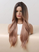 zaful Fluffy Natural Wavy Black Gradient Brown Long Synthetic Wig