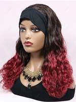 zaful Fluffy Ombre Color Curly Human Hair Wig with Headband