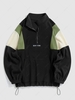 ZAFUL Fluffy Polar Fleece NEW YORK Embroidery Colorblock Half Zip Sweatshirt Xxl Black