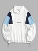 ZAFUL Fluffy Polar Fleece NEW YORK Embroidery Colorblock Half Zip Sweatshirt Xxl Blue