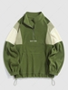 ZAFUL Fluffy Polar Fleece NEW YORK Embroidery Colorblock Half Zip Sweatshirt Xxl Deep green