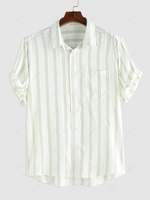 ZAFUL Front Pocket Design Striped Casual Shirt S White