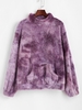 ZAFUL Front Pocket Fluffy Tie Dye Sweatshirt L Purple
