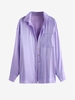 ZAFUL Front Pocket Silky Shiny Button Down Shirt S Light purple