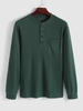 ZAFUL Front Pocket Textured Henley Top S Deep green