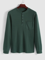 ZAFUL Front Pocket Textured Henley Top Xl Deep green