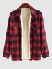 ZAFUL Front Pockets Design Plaid Pattern Fuzzy Faux Shearling Jacket Xxl Red