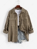 ZAFUL Front Pockets Plaid Shacket Xl Tan