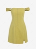 ZAFUL Front Slit Off Shoulder Mini Dress M Yellow