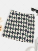 ZAFUL Front Slit Slinky Argyle Mini Skirt S Deep green