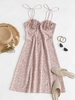 ZAFUL Front Slit Tie Shoulder Tiny Floral Dress L Light pink