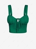ZAFUL Front Tie Ruched Bust Milkmaid Crop Top Xl Deep green