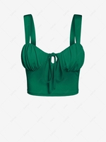 ZAFUL Front Tie Ruched Bust Milkmaid Crop Top Xl Deep green