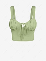 ZAFUL Front Tie Ruched Bust Milkmaid Crop Top Xl Light green